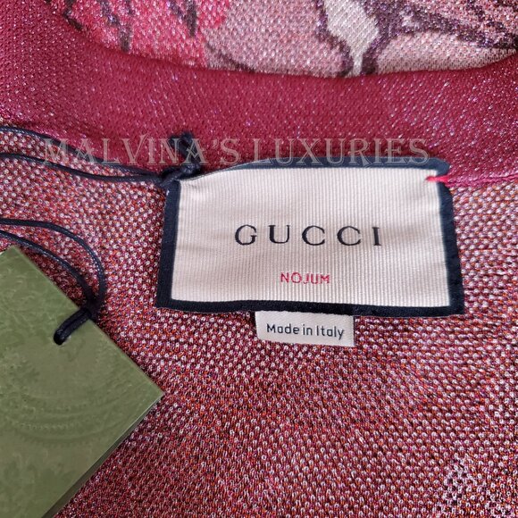 GUCCI SWEATER NOJUM LUREX FLORAL CARDIGAN VOLUMINOUS SLEEVES sz L LARGE - Picture 11 of 16